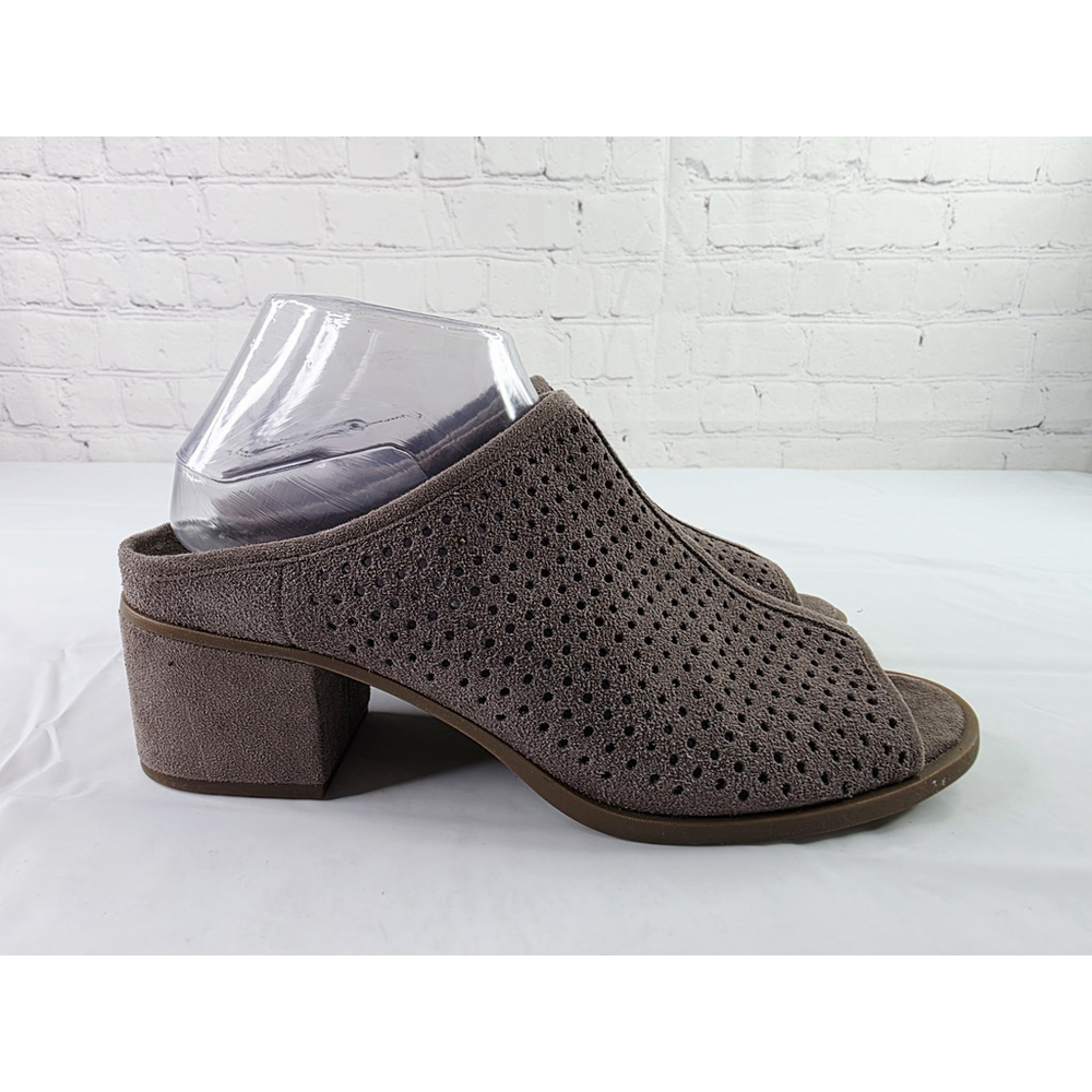 Koolaburra by UGG Izzel Mule Shoes Suede Peep Toe Wild Dove Taupe Women's Sz 9